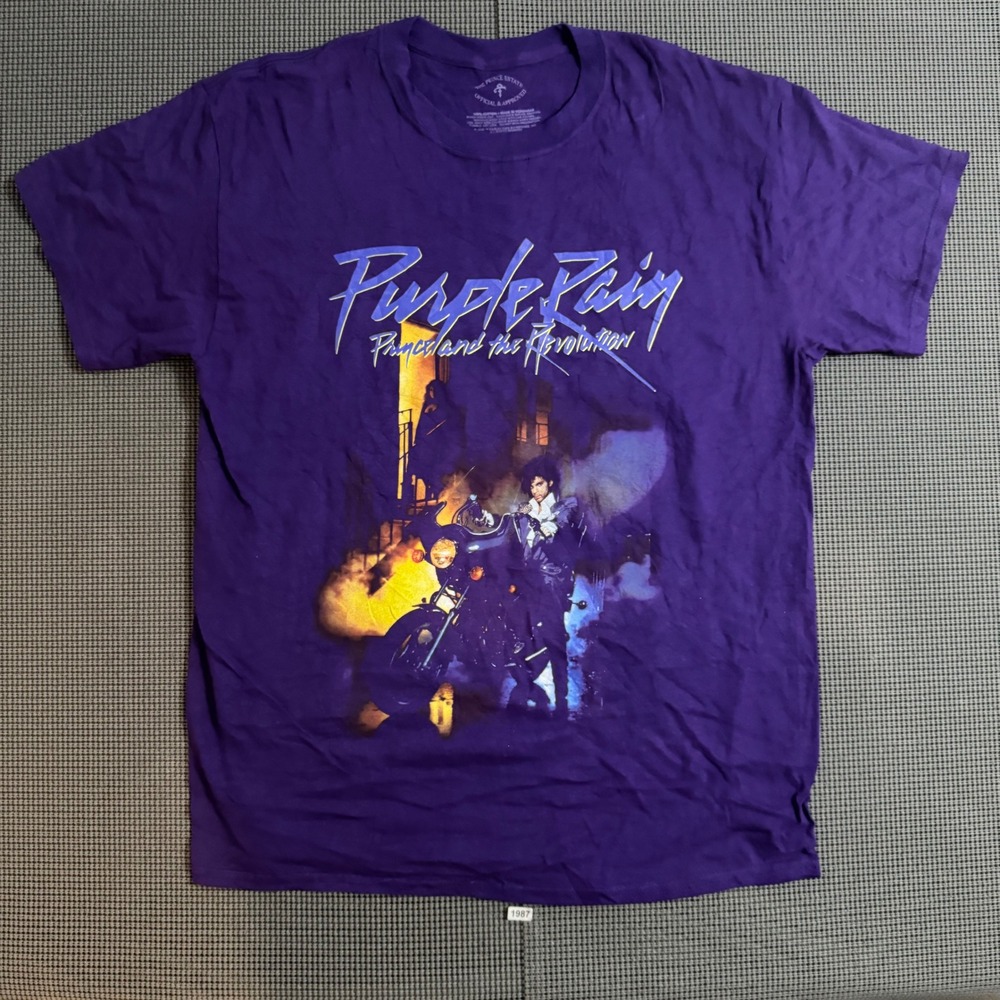 Prince Purple Rain Graphic T-Shirt Mens Large Purple Revolution Estate Official